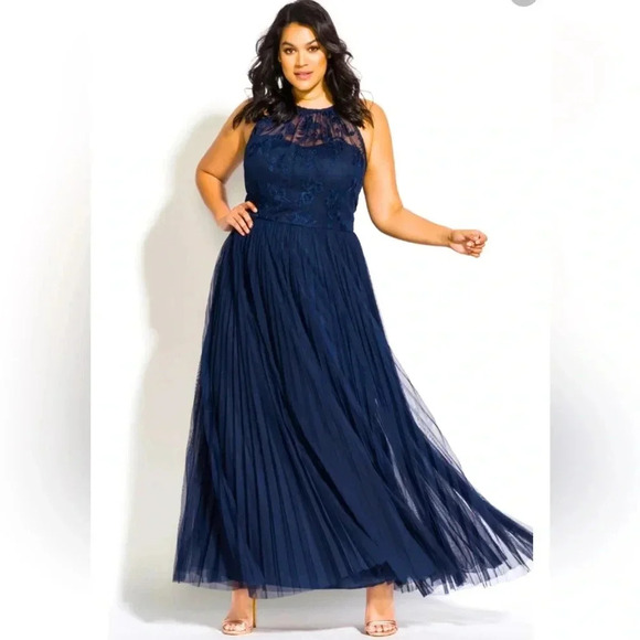 City Chic Angelic Navy Maxi dress size XL/22 - Picture 1 of 16